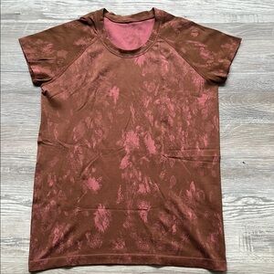 Lululemon Run Swiftly Tech Short Sleeve 2.0 Shirt Women's Sz 14 Brown Rose
